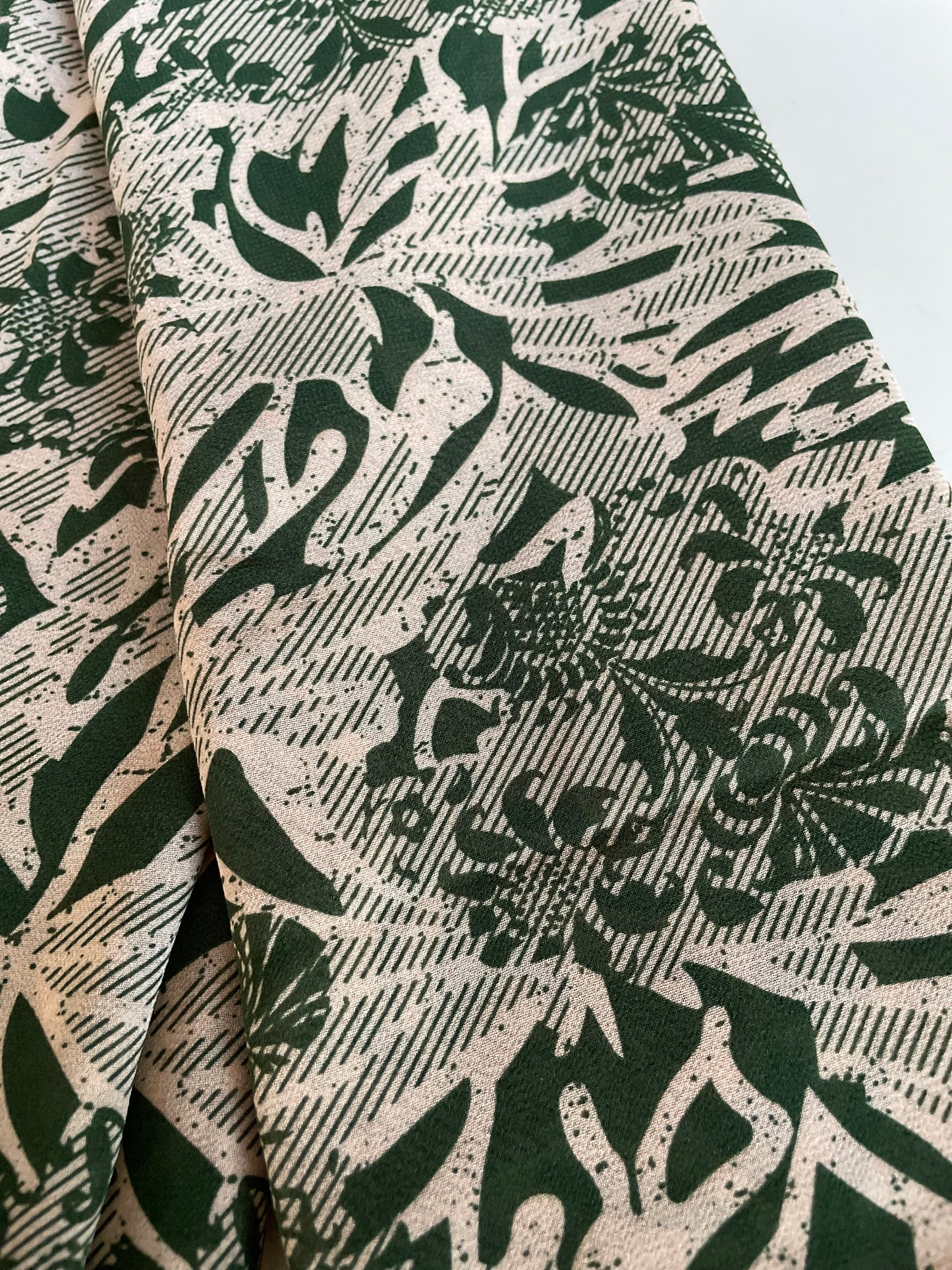 Square Chiffon - Green/ Beige Print