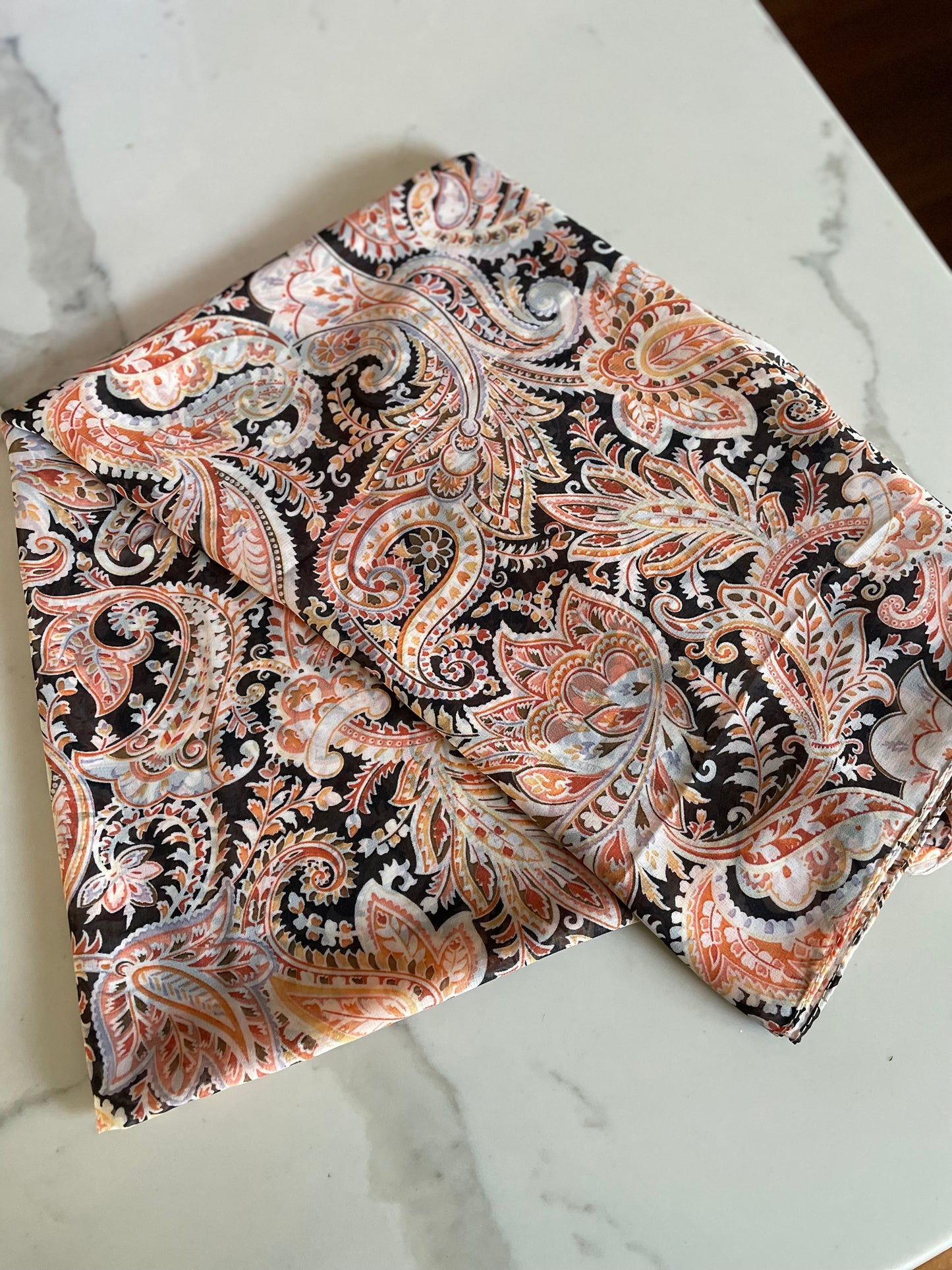 Chiffon Square - Black/ Orange