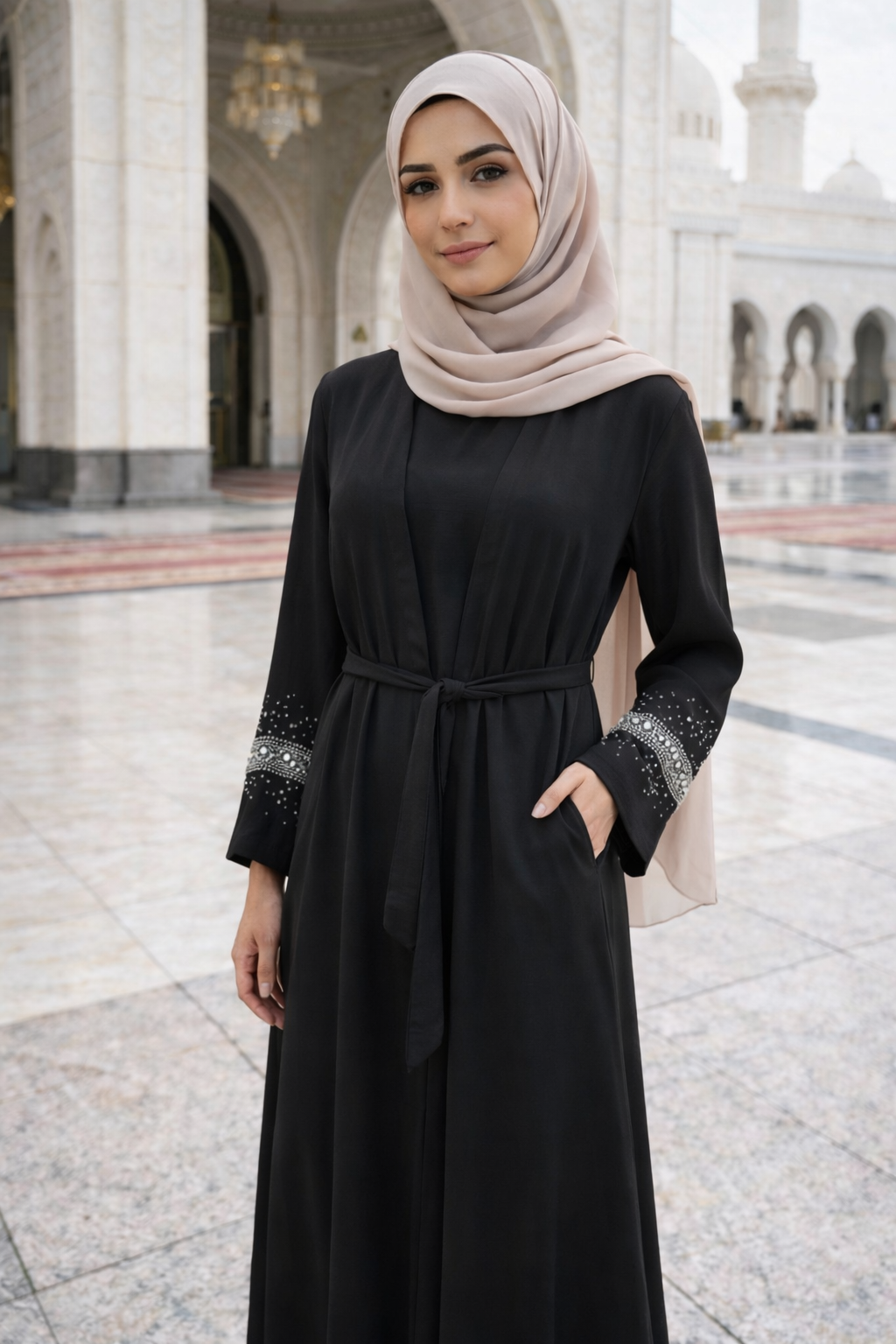 Beaded Sleeve Abaya