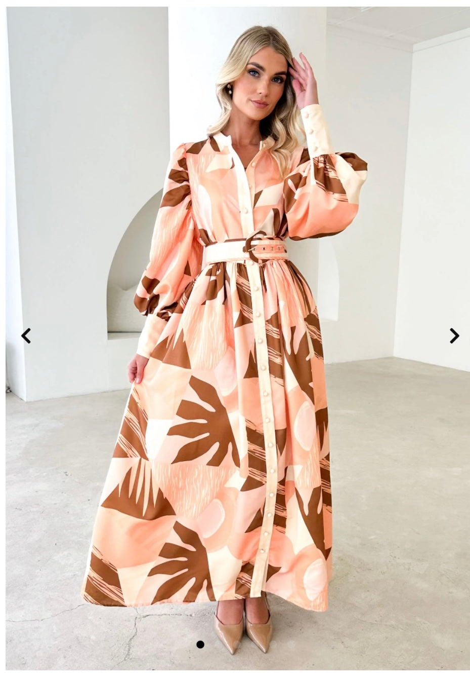Ariana Maxi Dress - Peach abstract