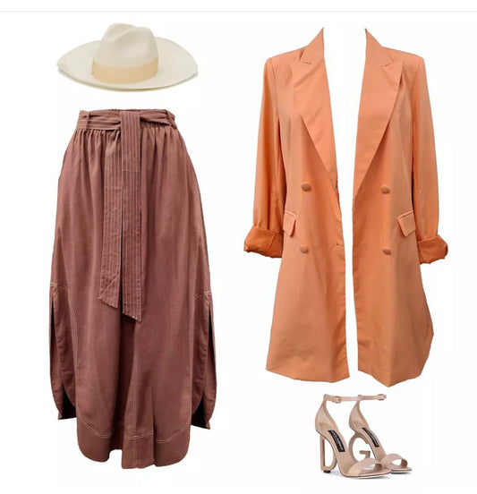 Linen Loop Skirt - Brown