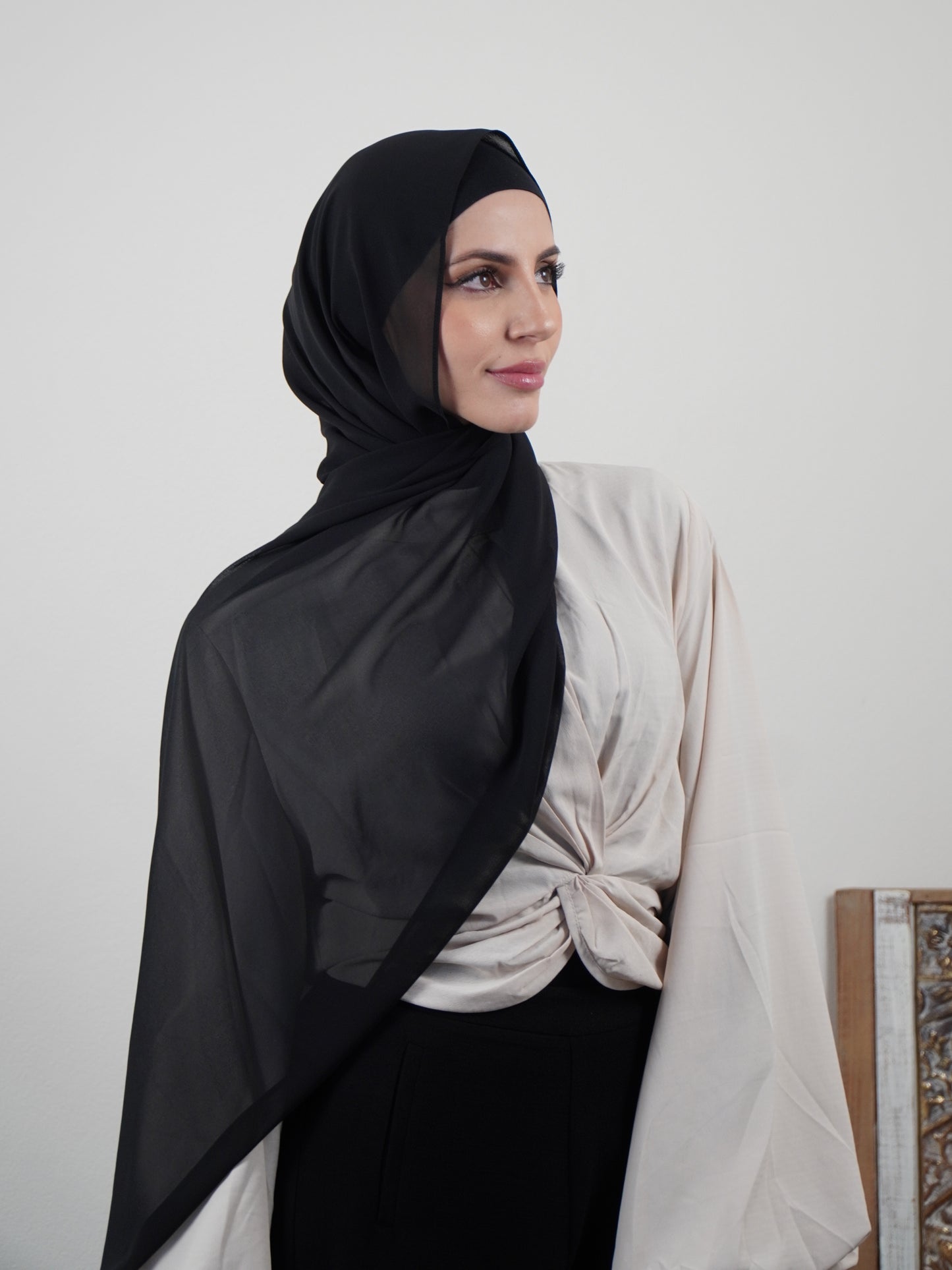 Black Chiffon Shawl