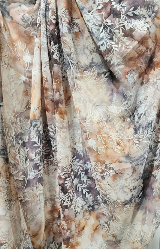 Chiffon Square - Beige Print