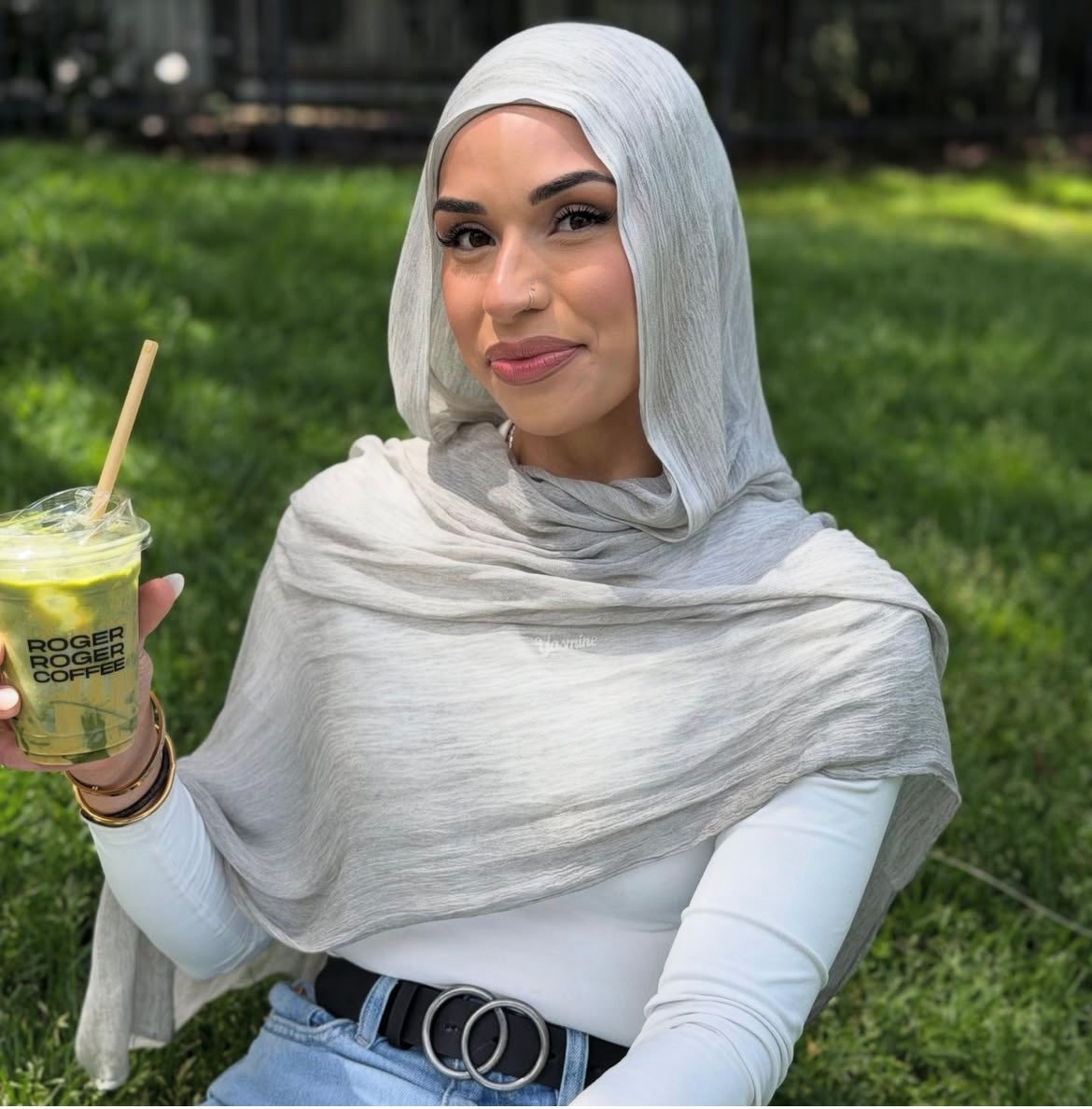 Crinkled Hijab - Ice Grey