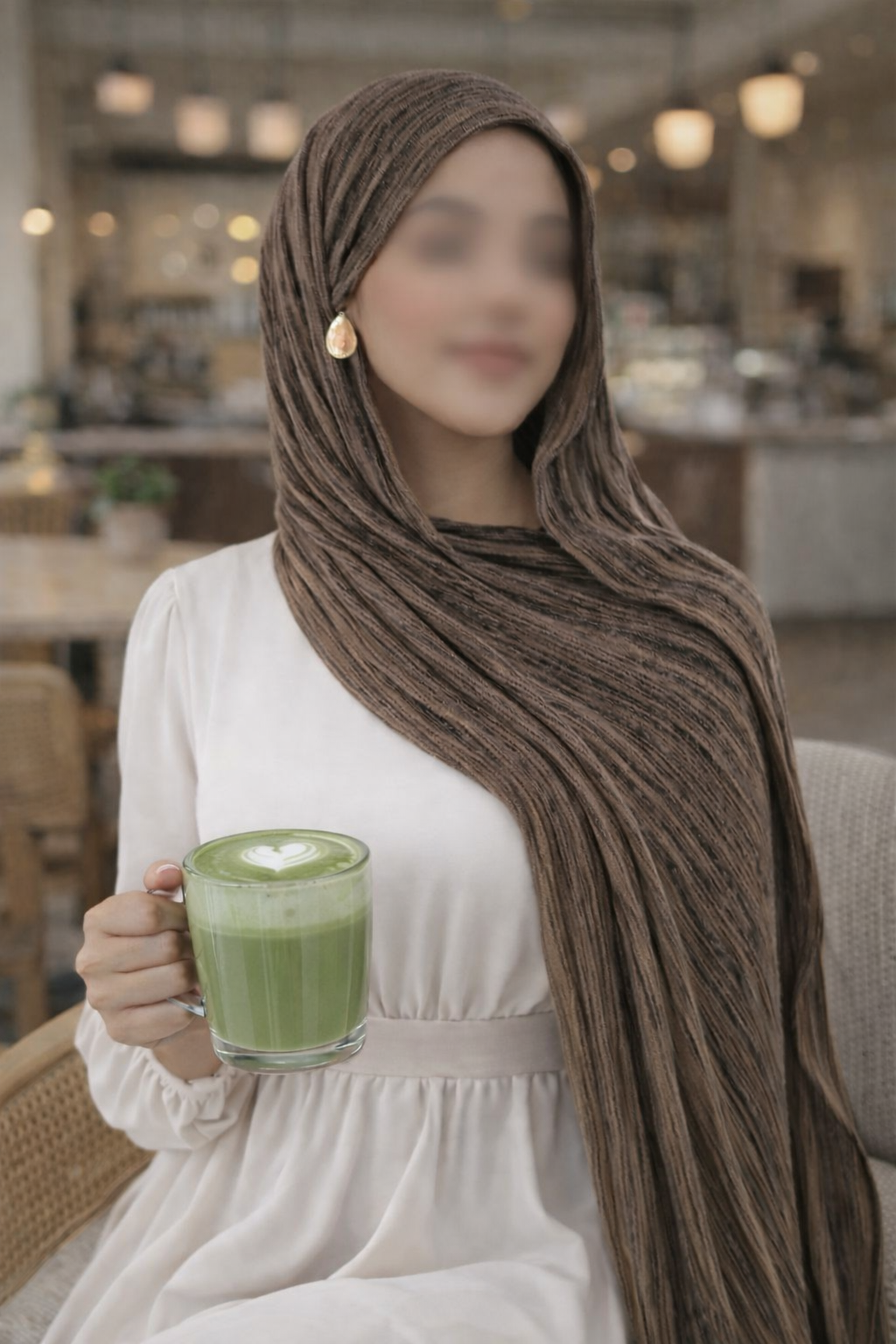 Crinkled Hijab - Coffee