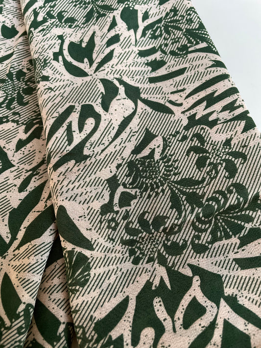 Square Chiffon - Green/ Beige Print