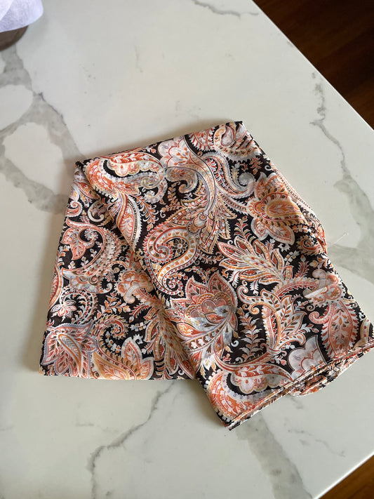 Chiffon Square - Black/ Orange