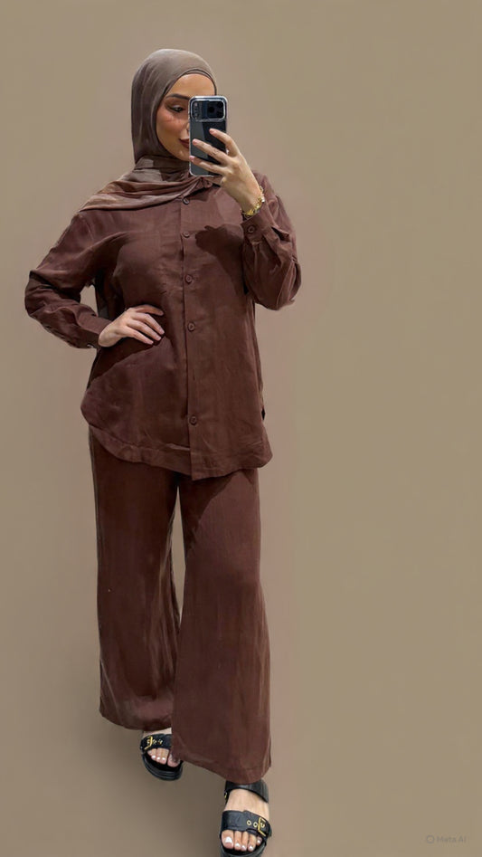 Wendy Linen Set - Brown