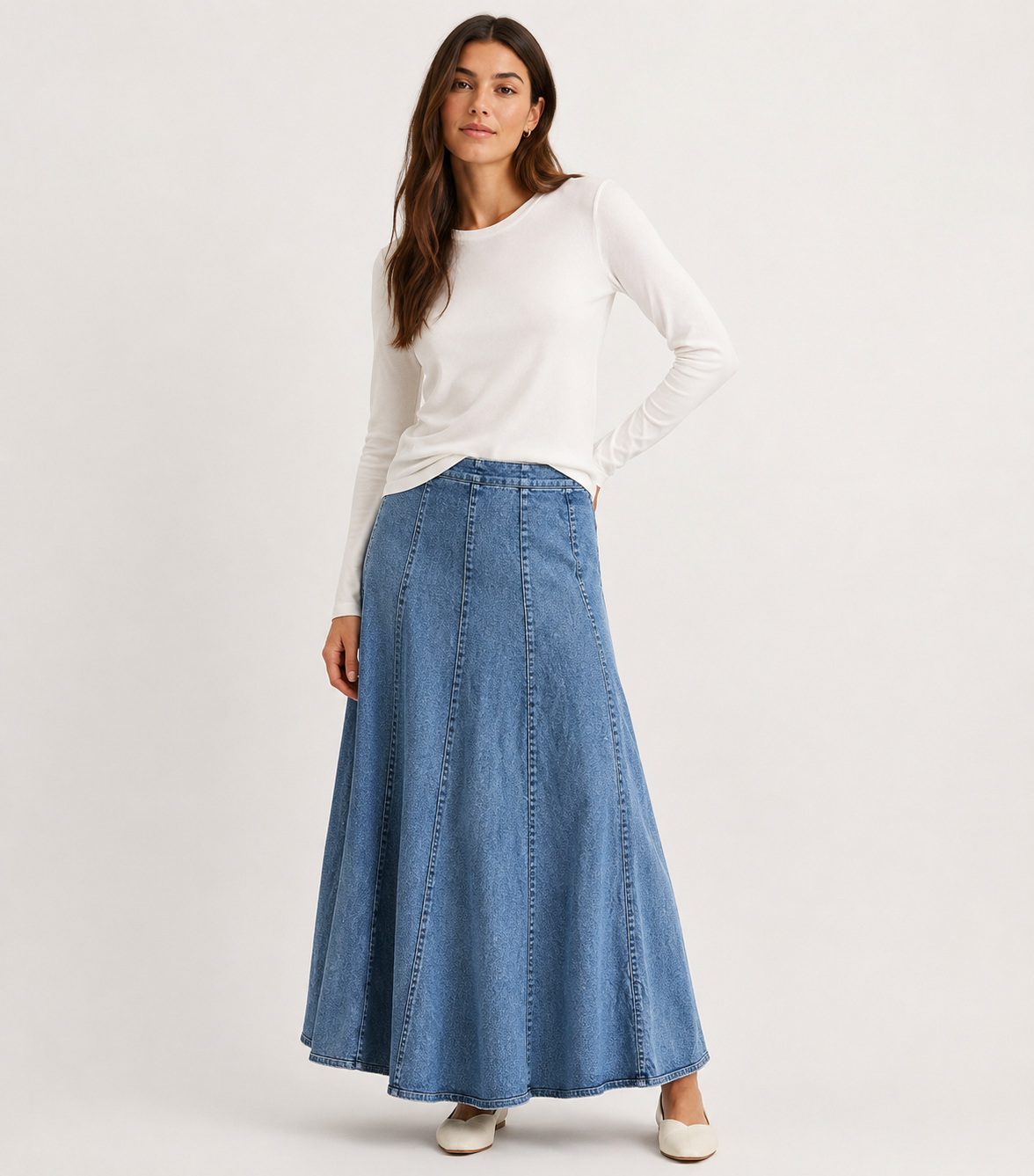 Panelled Denim Skirt