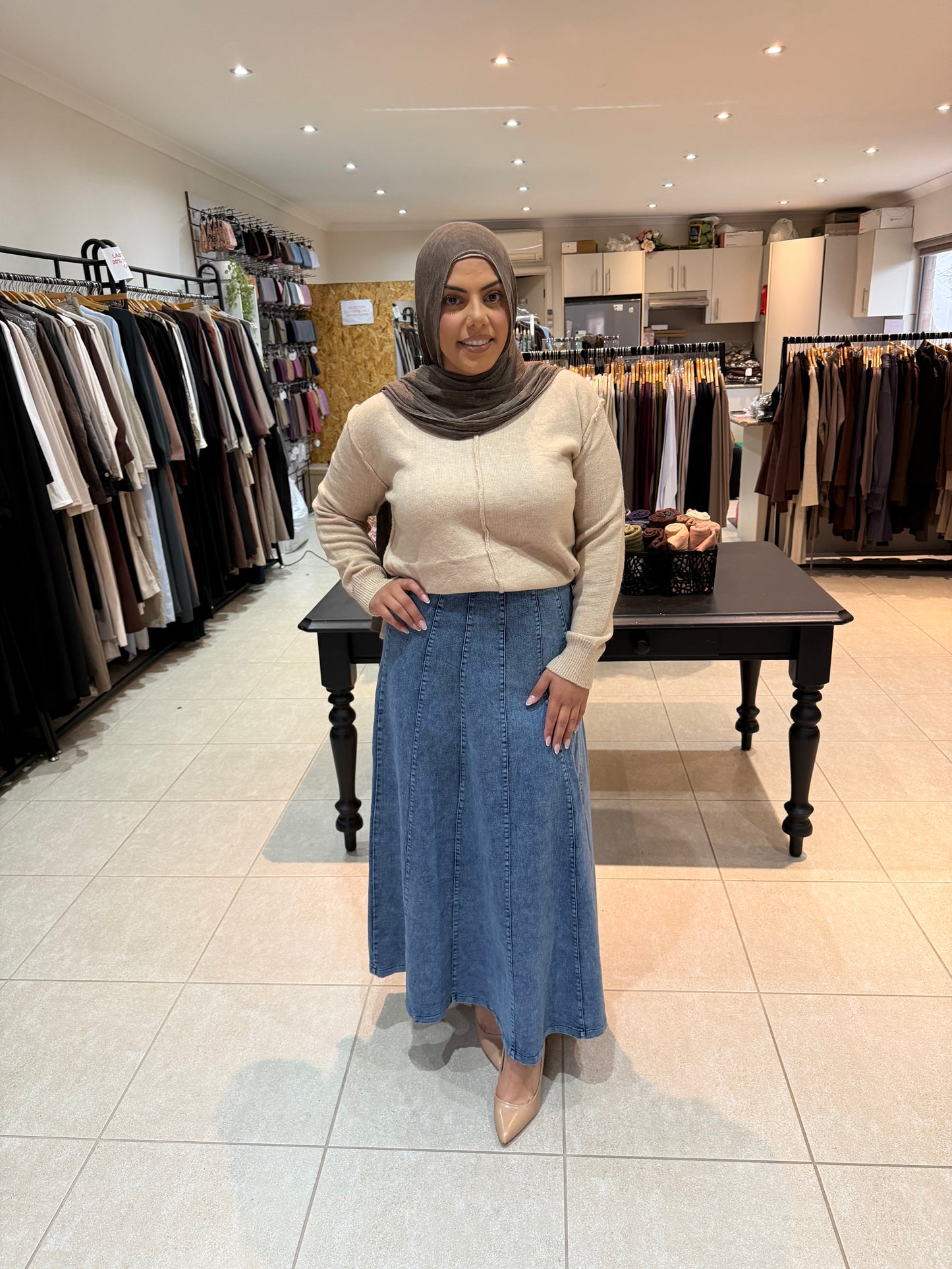 Panelled Denim Skirt