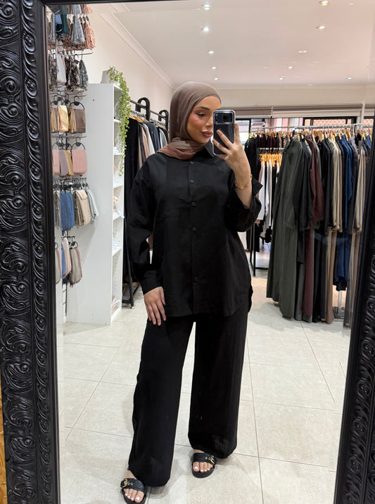 Wendy Linen Set - Black