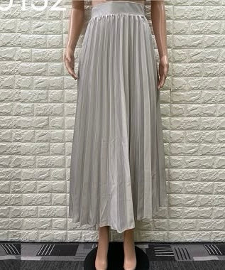Pleated Satin Skirt