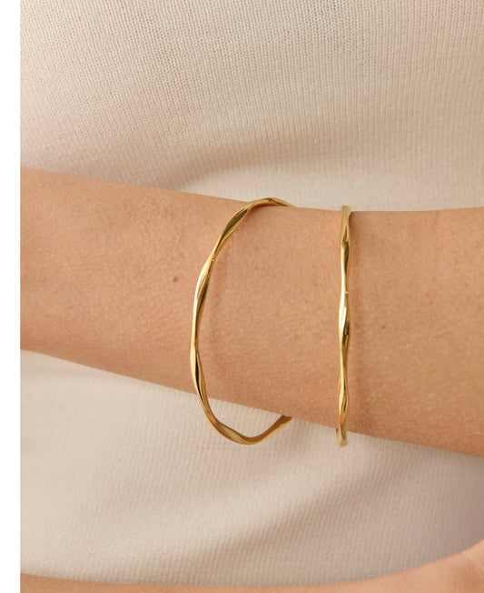 Skinny 18K Gold Plated Bangle, 2 Pack
